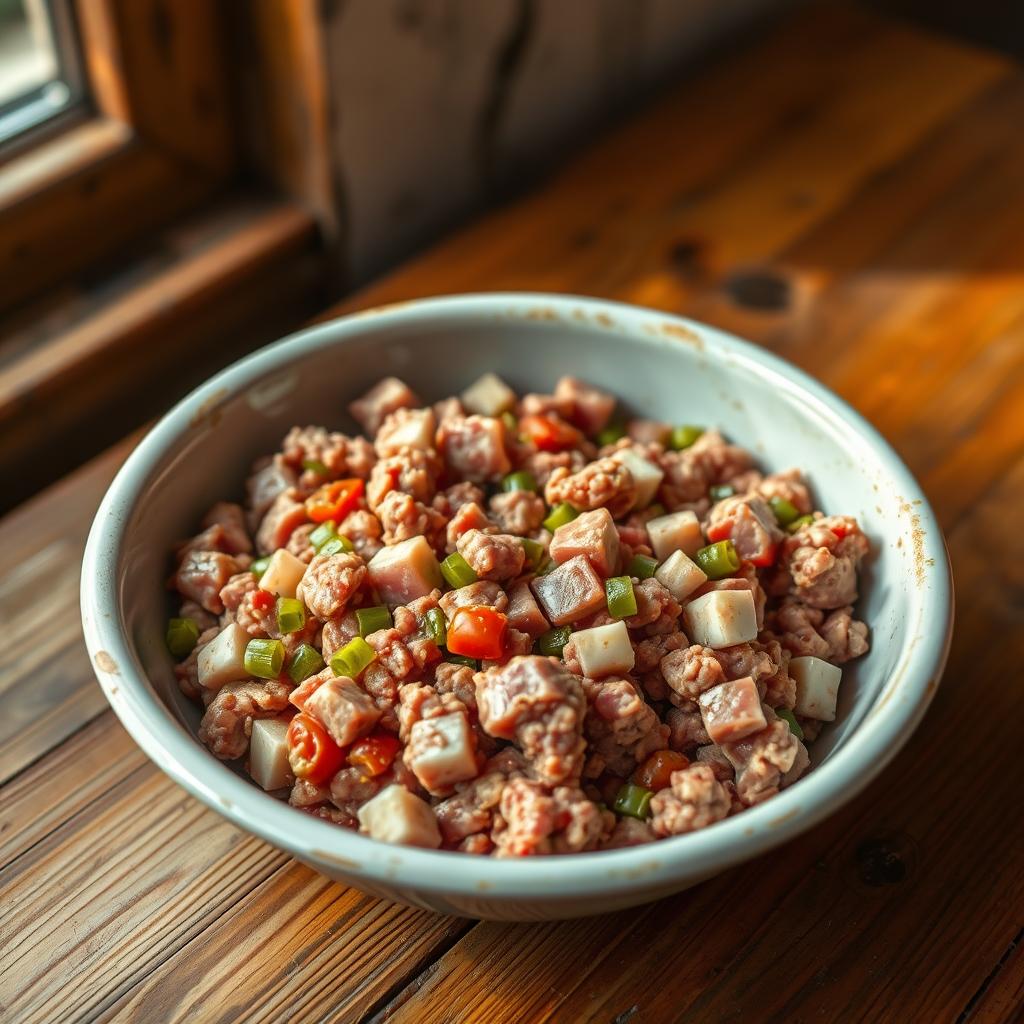 raw dog food for puppies in a bowl