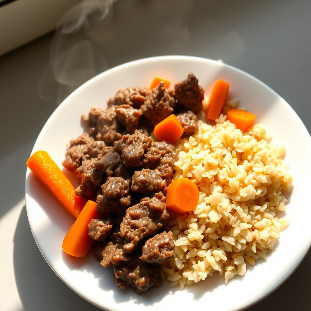 Ground Beef, Brown Rice, and Carrots